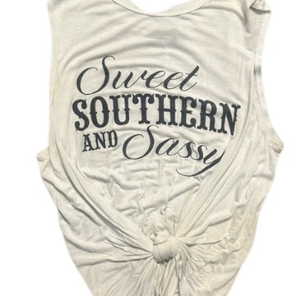 Sweet Southern And Sassy Graphic Tank - Cream with Black Print